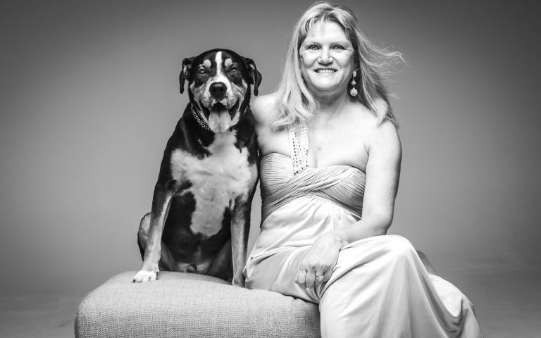 Woman and dog portrait session