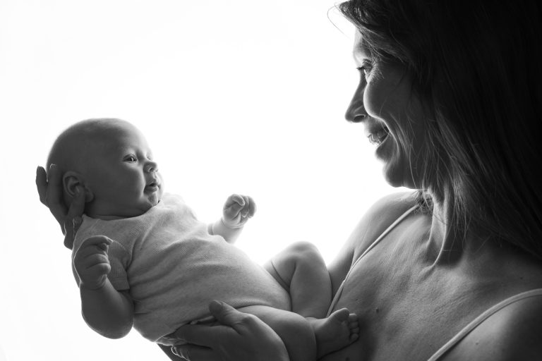 mother and baby in professional Photography studio